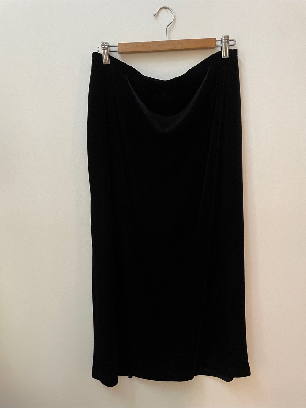 Vintage Black Velvet Midi Skirt 90s